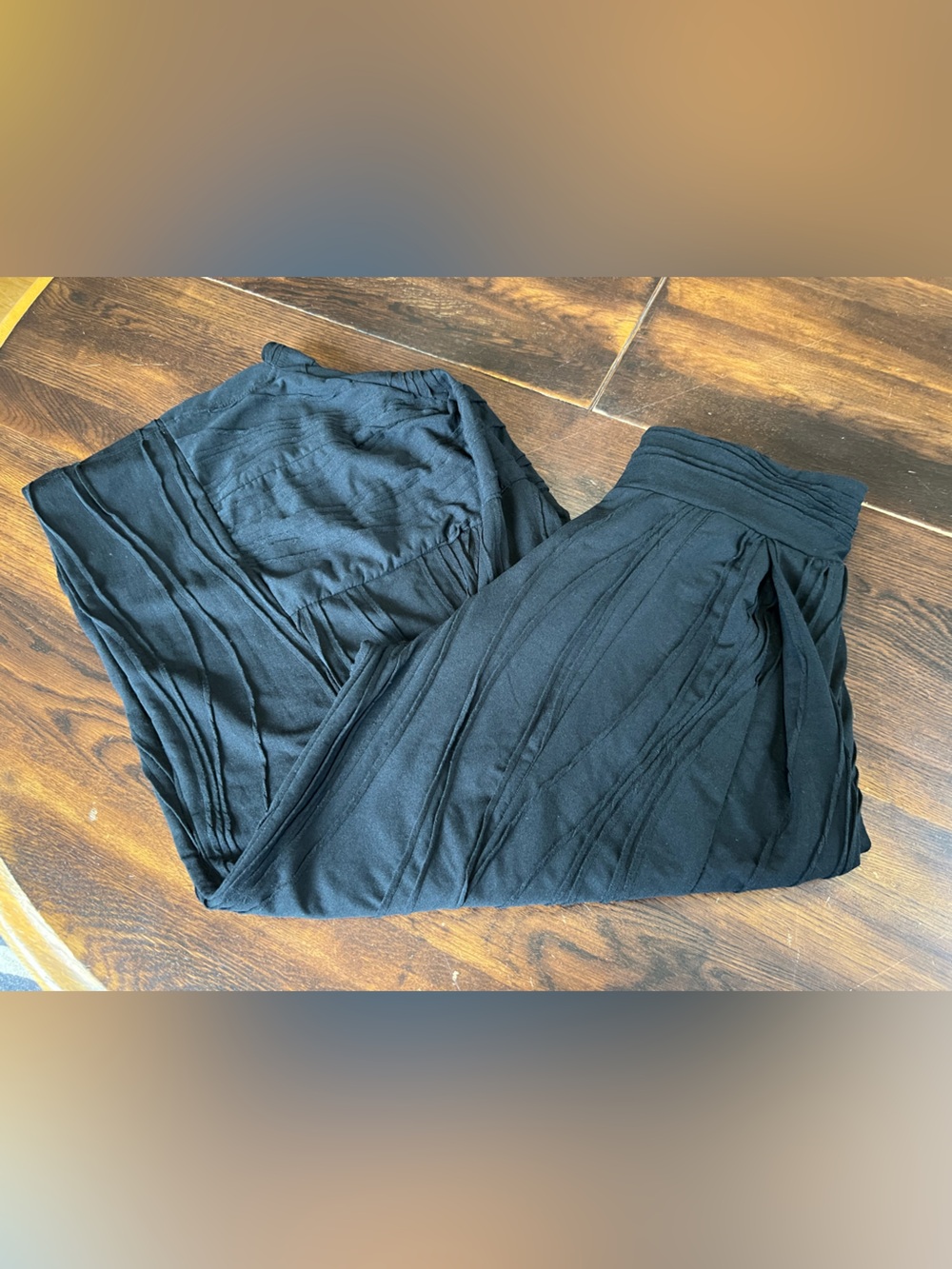 Windhorse NWT Barrel Wide Leg Crop Pants Womens L/XL Black Pull On Textured Boho